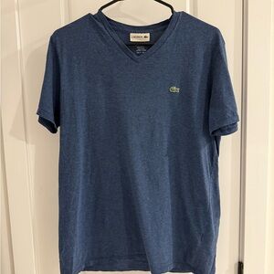 Lacoste Men's Short Sleeve V-Neck Tee in Blue